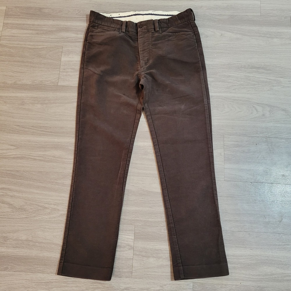 VTG Polo Ralph Lauren Mens Brown Pants Straight Leg 34x30(33x31) Cotton Trousers